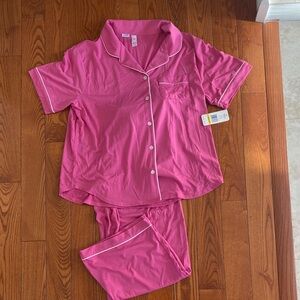 Flora Nikrooz Pink Button-Up Pajama Set sz M